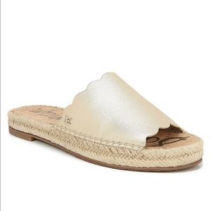 Sam Edelman Leather Gold Scallop Slide